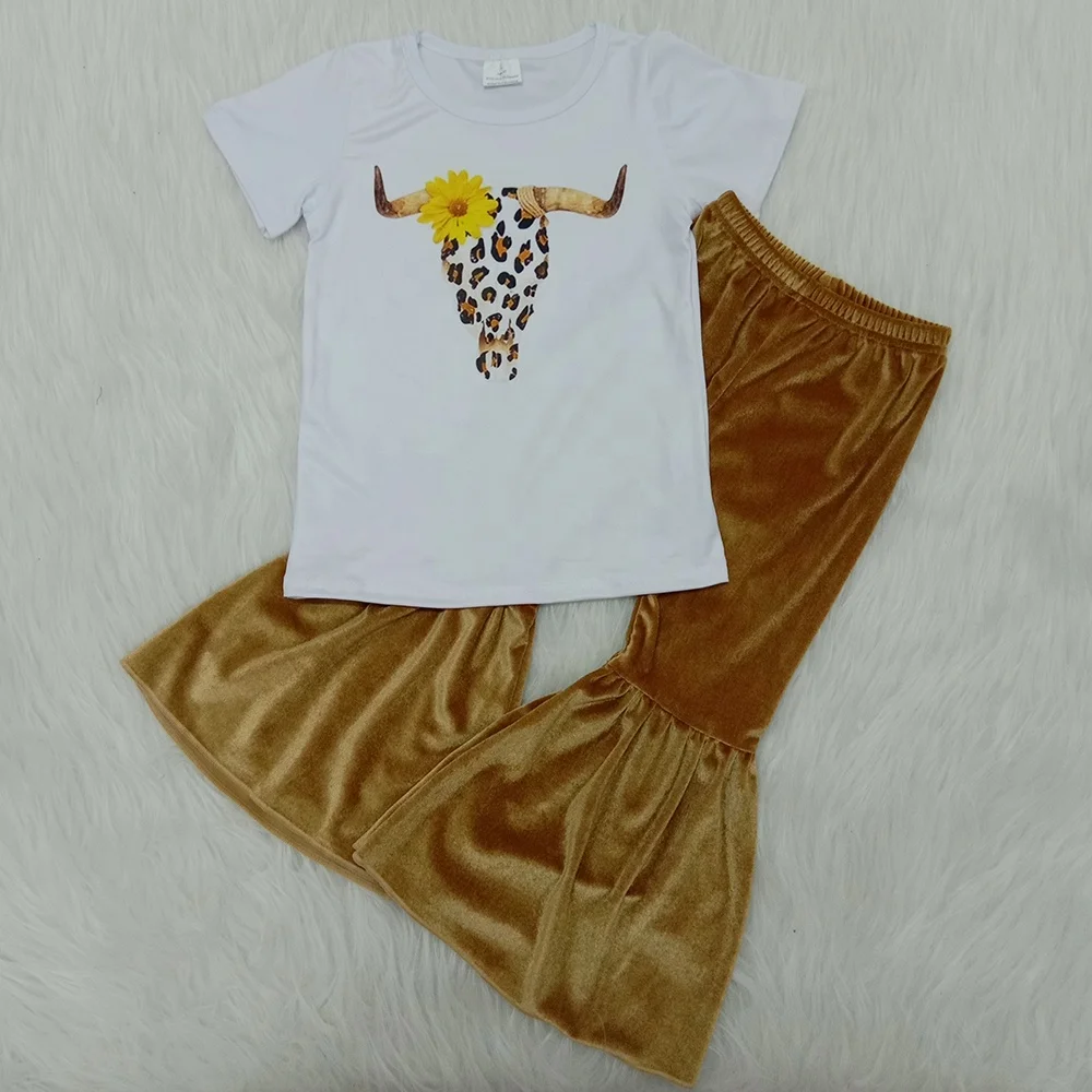 

Детский изысканный комплект RTS, популярные модные детские штаны с коротким рукавом, штаны с колокольчиком, Дизайнерские комплекты для мален...