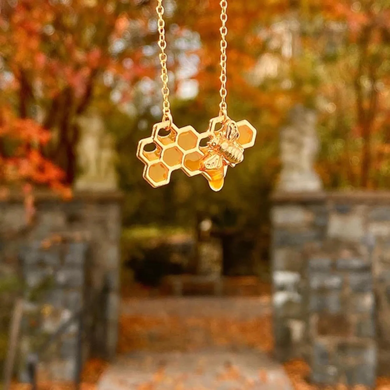 Серебряная и Золотая Пчела на сотах ожерелья подвески модное геометрическое