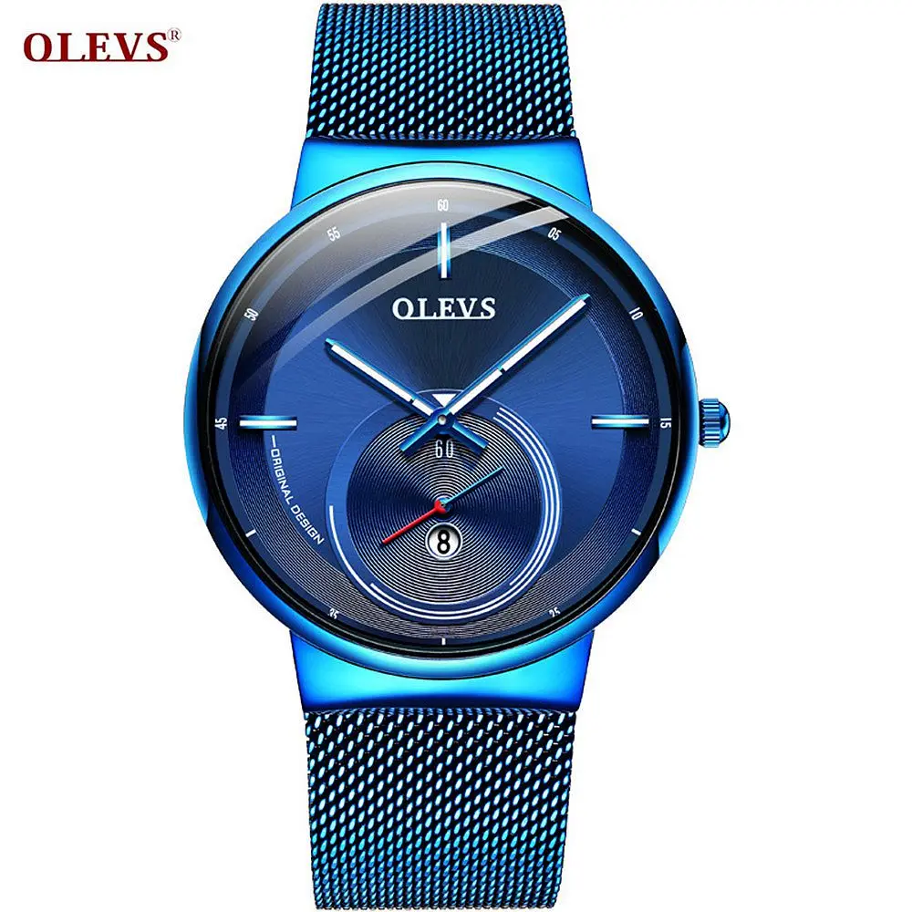 Новинка OLEVS часы мужские Роскошные Кварцевые Дата большой циферблат супер тонкий