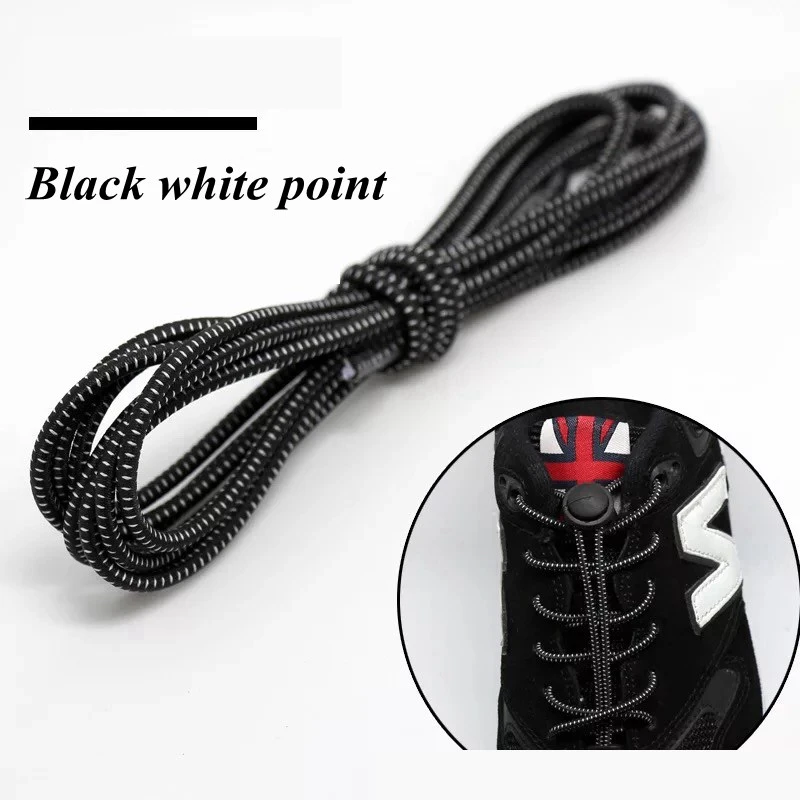 Black white point 1 пара 23 цветов шнурки для кроссовок эластичные шнурки для обуви без шнурков тянущиеся шнурки ленивые шнурки Быстрый резиновый шнурок шнурки для обуви - Цвет: Black white point