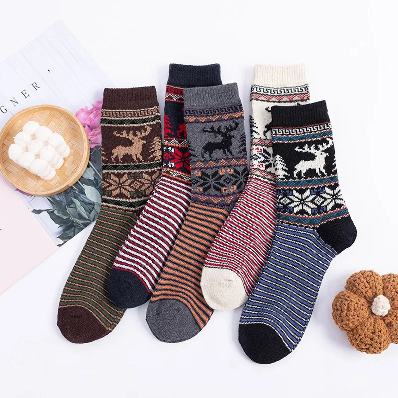 Winter New  Autumn Winter Tube Thick Warm Rabbit Wool Socks Vintage 5 pairs Women Socks