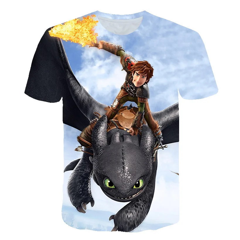 

2020 summer 2-14Yrs-old Children T-shirt How To Train Your Dragon Cartoon 3D printing T-Shirt Summer Clothes boy tops