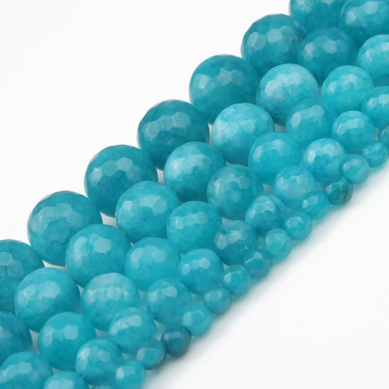 Натуральный камень граненый синий халцедон нефритовый Круглый свободный