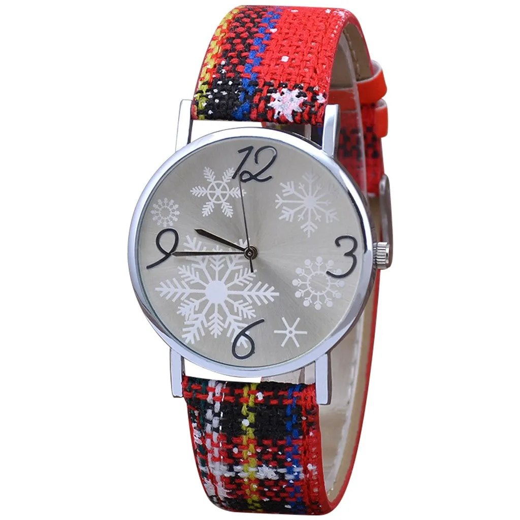 Christmas Women's Watch Simple Leather Snowflake Quartz Analog Vogue Wrist Watches Bracelet relogo feminino 11.20 | Наручные часы