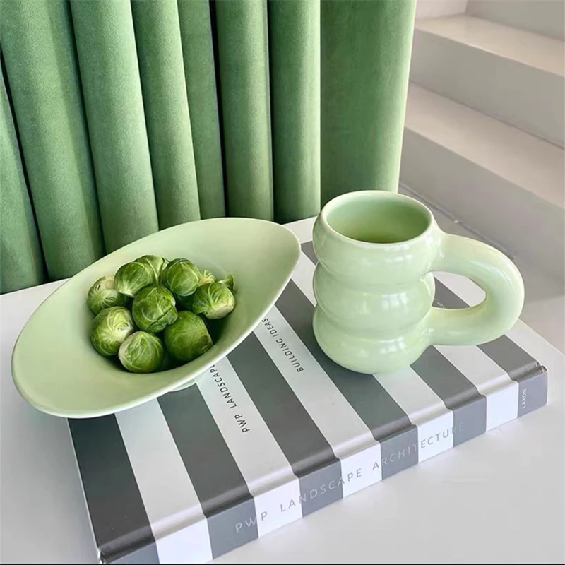 

Cup and Saucer Set 450ml European Art Ceramic Cups Creative Large Cup Coffee Mug Coffe Tea Set Cups Mugs Coffeeware Drinkware