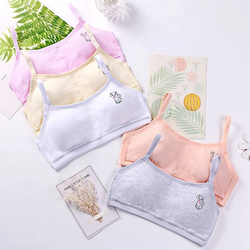 

Kids Child Girl Underwear Puberty Girls Summer Animal Print Seamless Training Bra Girls Teenage Soft Cotton Underwear 8-16T