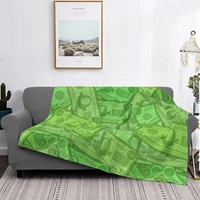 mean green hot sale printing high qiality flannel blanket money rich millionaire dollar bill wealth money notes finance