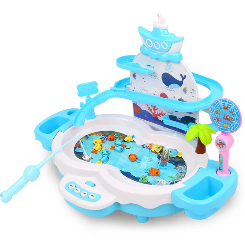 

Tongli multifunctional electric fishing toy children's puzzle maglev stair climbing magnetic music light 3-6 years old
