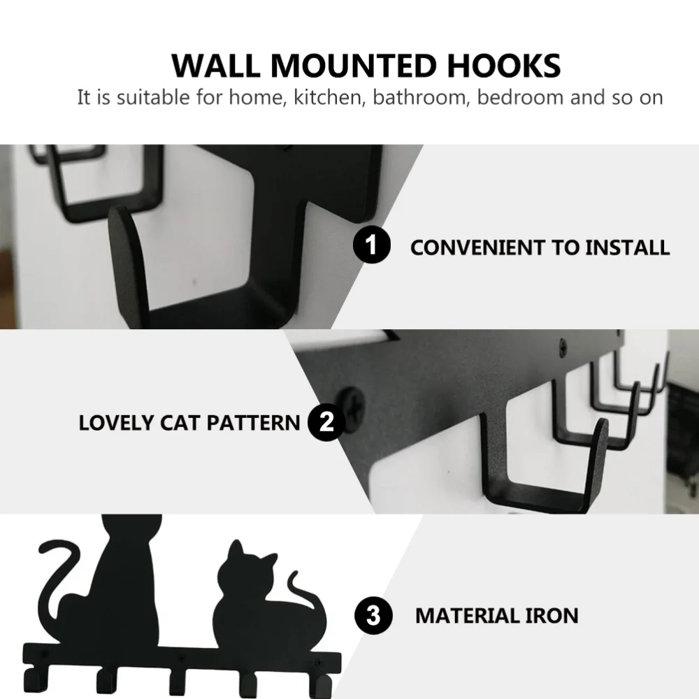 

1pc Wall Hanging Hooks Indoor Wall Clothes Hat Iron Hanger Cat Shaped Hangers
