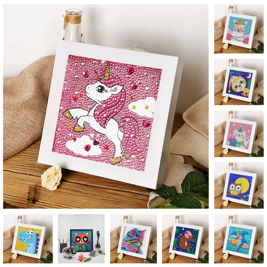 5D DIY Diamond Painting for Kids Children Cartoon Animal Dog Cat DIY Full Drill Painting by Numbers Rhinestone Embroidery Crafts