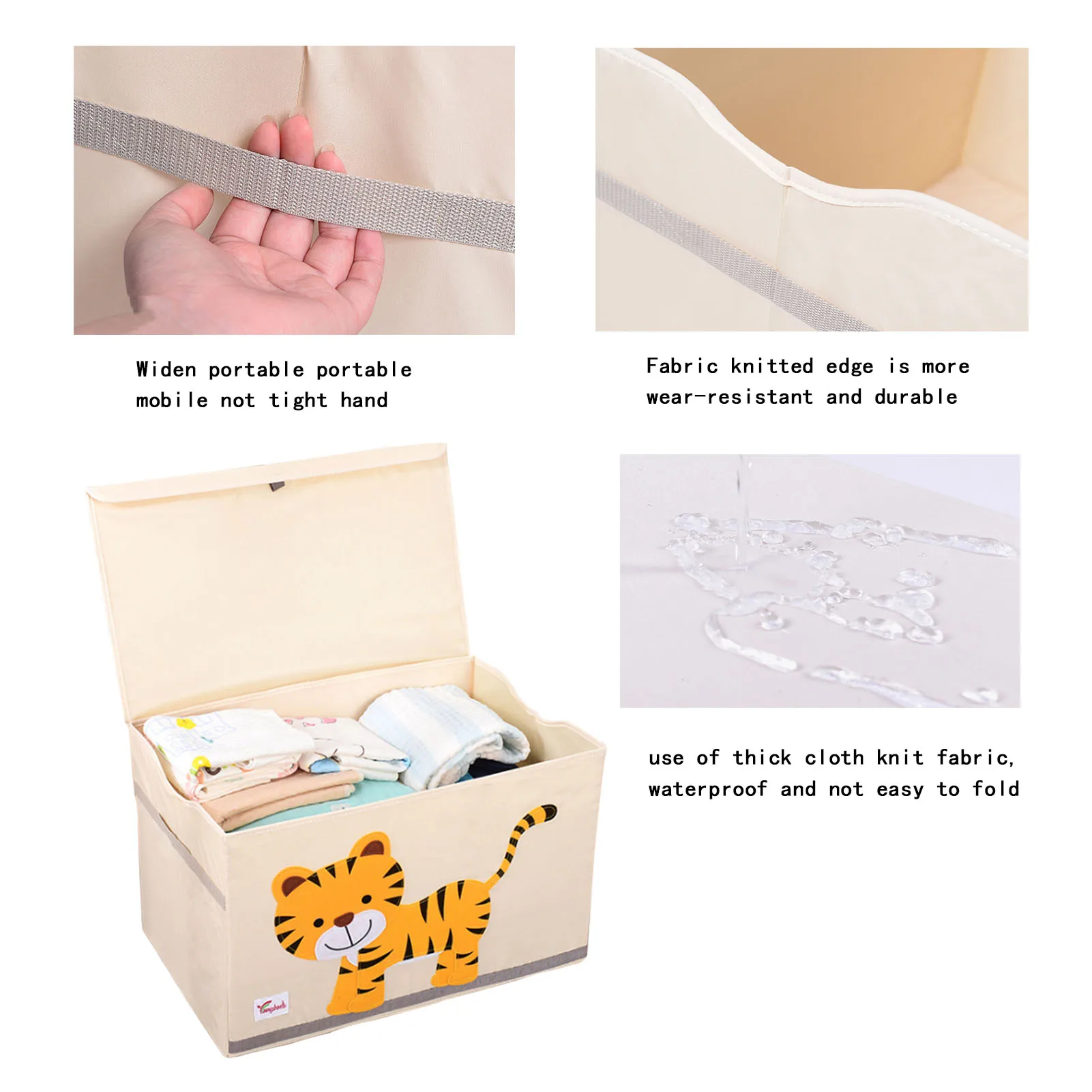 

Foldable Storage Box Cartoon Storage Organizer With Lid Removable Children Toy Box Extra Large Non-woven Cardboard Storage Bag