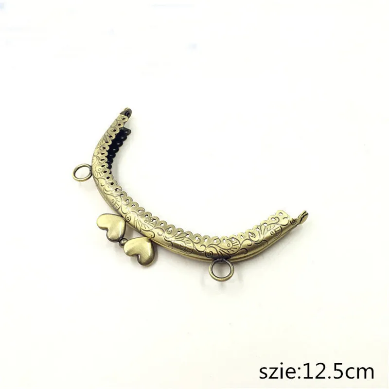 12.5-25 cm Arch Metal Purse Frame Handle for Clutch Shoulder Bag Frame Making Heart Kiss Clasp Lock Antique Bronze Bags Hardware