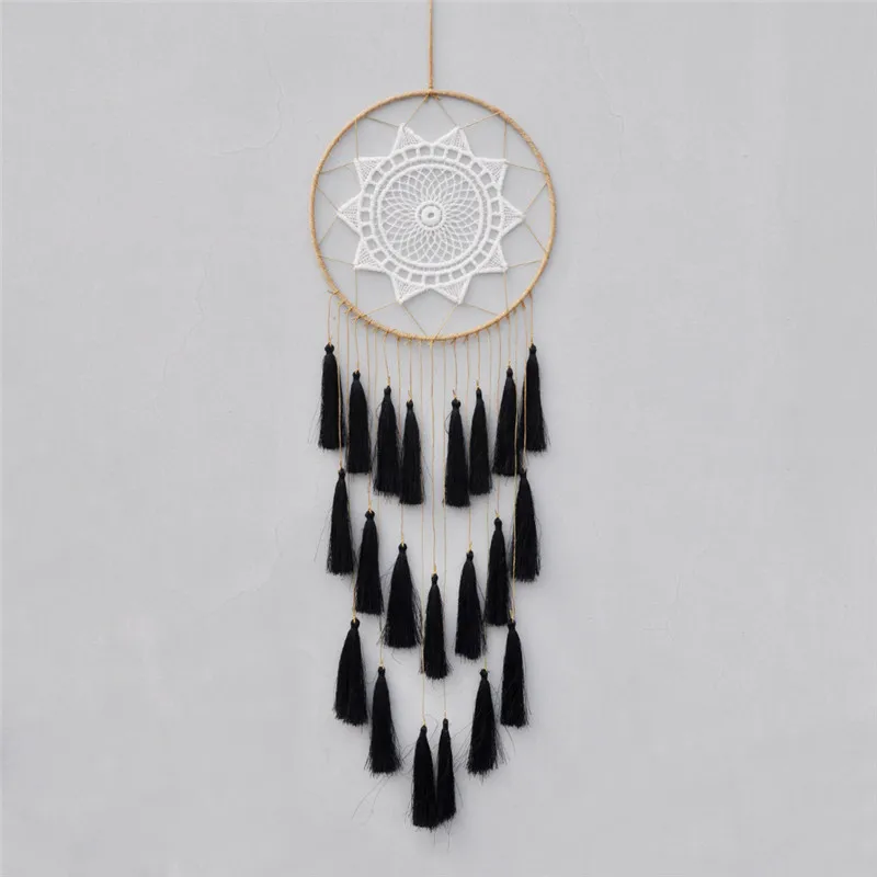 

European-Style Dream Catcher Room Hanging Decoration Handmade Ornament Kids Girls Gifts Home Decor Black Gray Cotton Tassel