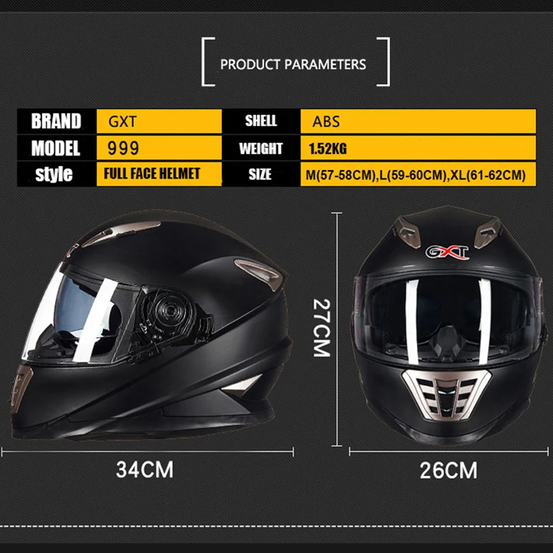 GXT Мото шлем двойной козырек мото rcycle полное лицо шлемы мото rbike M L XL размер гоночный шлем
