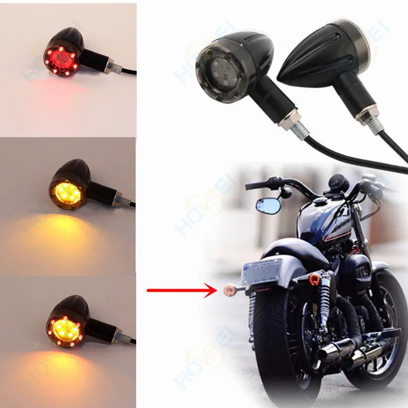Универсальный Красный Янтарный светодиодный фонарь для мотоцикла в стиле ретро