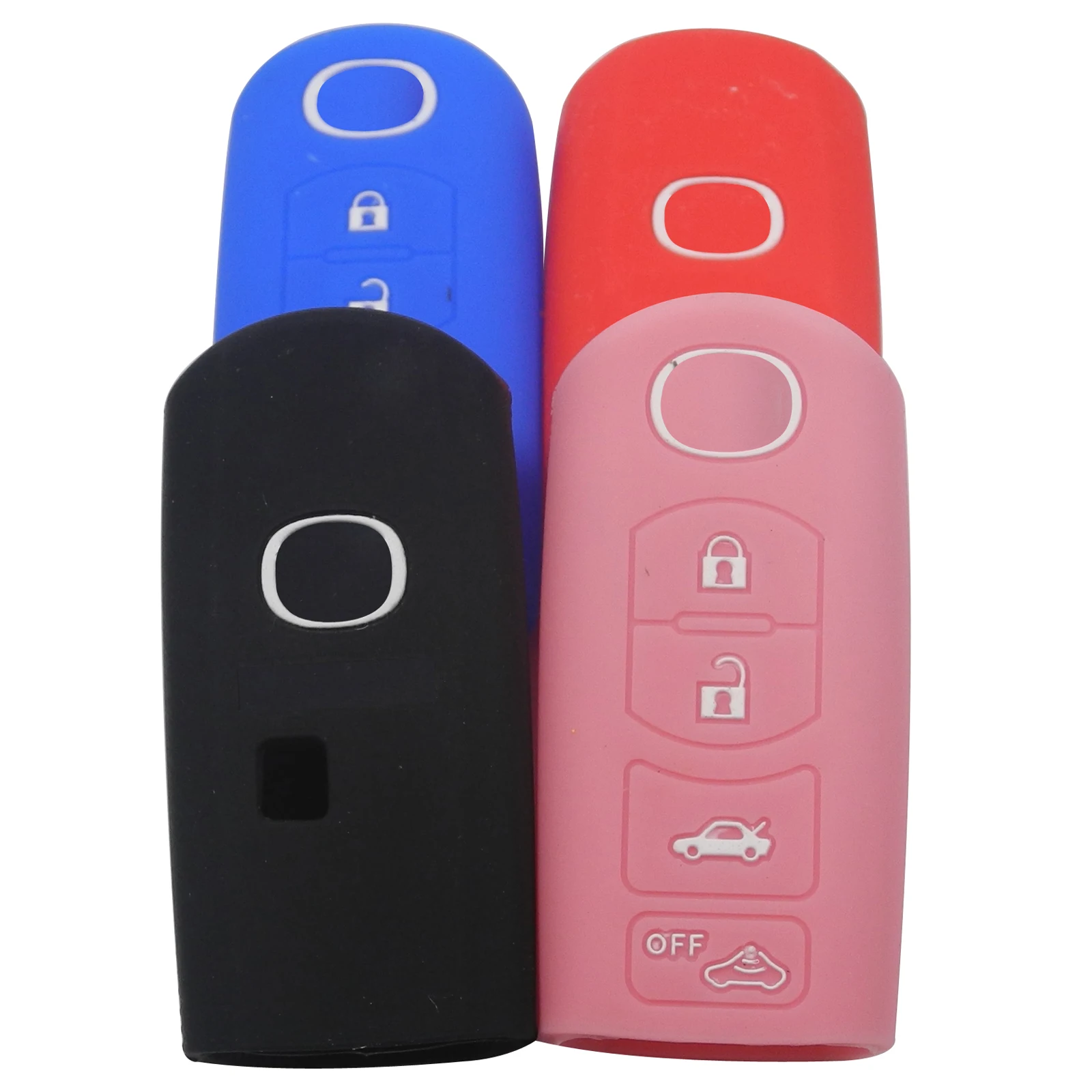 

jingyuqin 10PCS Silicon Rubber Colorful Smart Remote Car Key Cover Case 4 BTN For Mazda 3 5 6 CX-7 CX-9 Protection Replacement