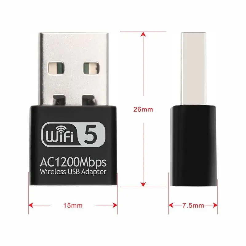 

Dual Frequency 2.4G+5G USB Wifi Network Card Dongle Wireless Antenna Ethernet Adapter for PC Laptop 1200M Wifi Receiver