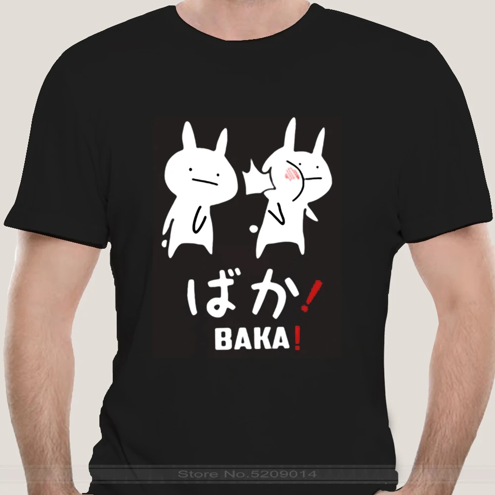 Футболка Baka с кроликом для пары японских подруг летняя женская черная футболка