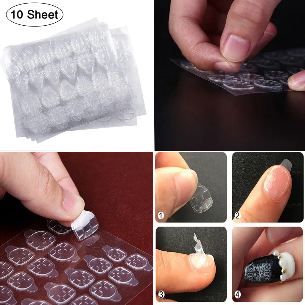 

fake nails 10 Sheets (240pcs) Double-side Nail Glue Sticker False Nail Glue Jelly Gel Tape формы для наращивания ногтей *T