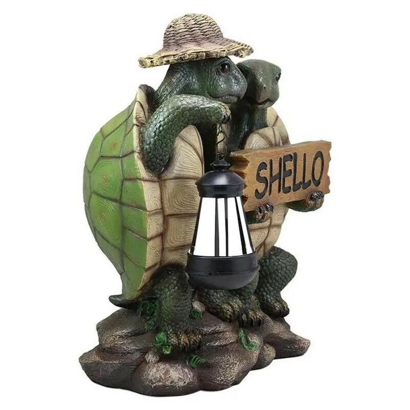 

Hiking Tortoise with Straw Hat Statue Garden Ornament Desktop Decoration Home Gardening Turtle Decoration