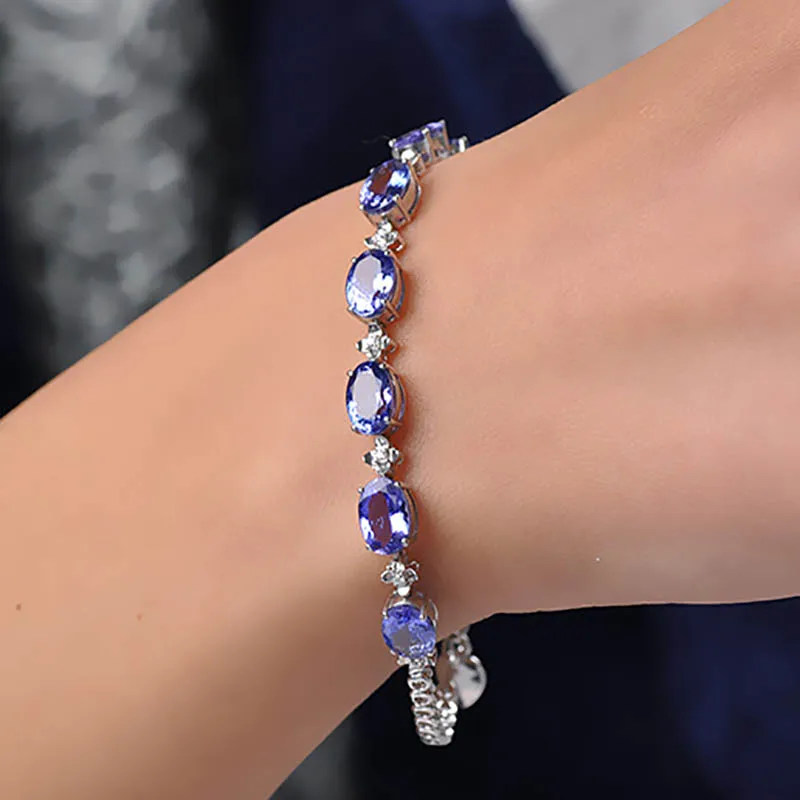 Bague Ringen класса люкс 925 Браслеты стерлингового серебра женское кольцо с голубой сапфир драгоценный камень женские ювелирные украшения подарок