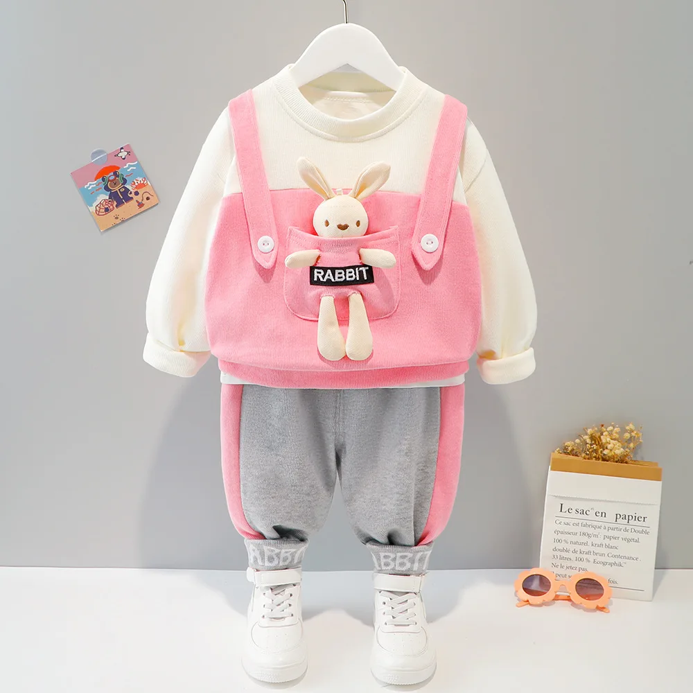 

Baby Costume Infant Girl Sets Spring Toddler Cartoon Hoodie+Sports Trousers Two Piece Kids Suit Korean Casual Newborn Boy Outfit
