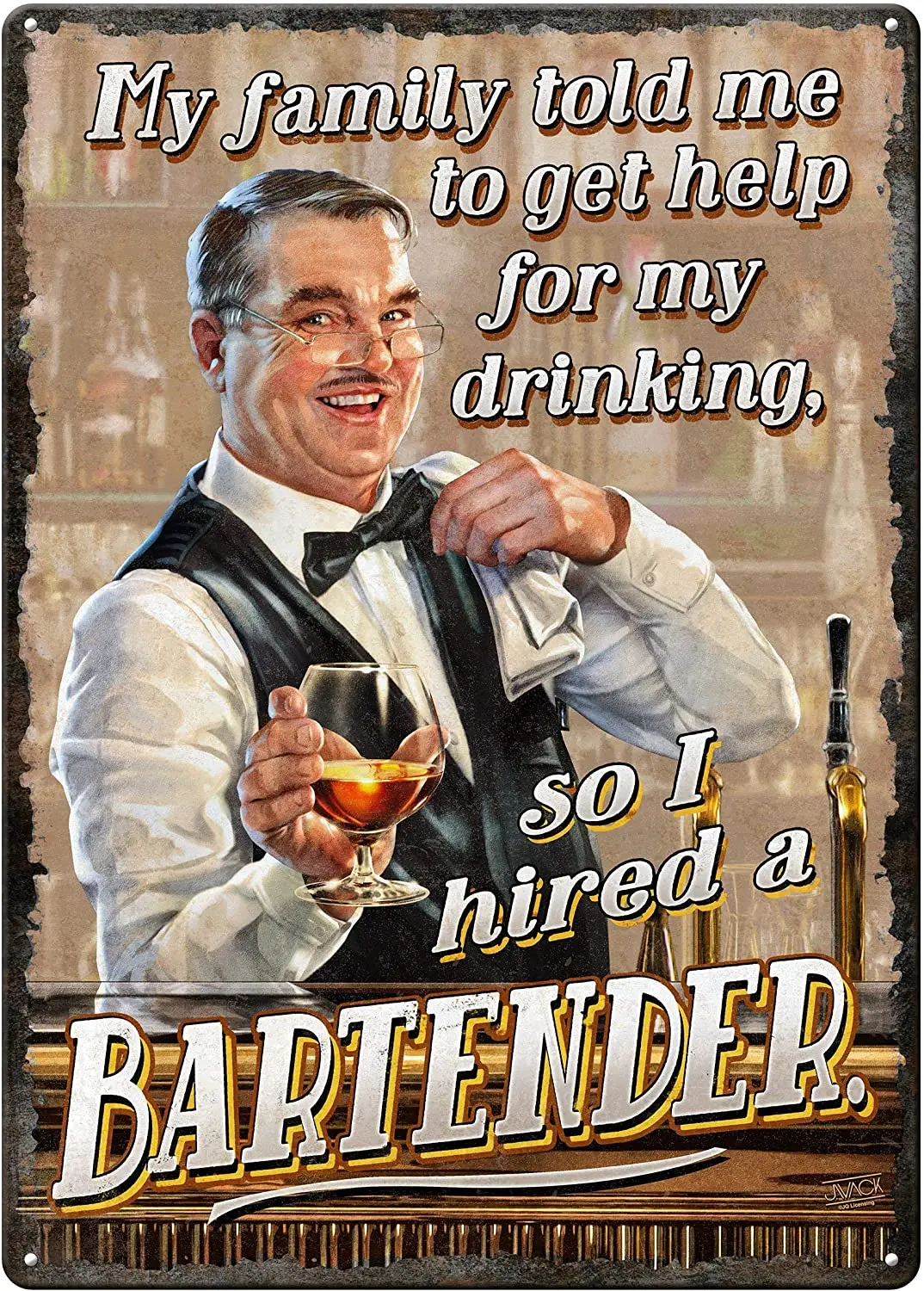 

My Drinking, so I Hired a Bartender! Man Cave Tin Sign 8" x 12" Garage Vintage Metal Signs Retro Wall Decor Patio