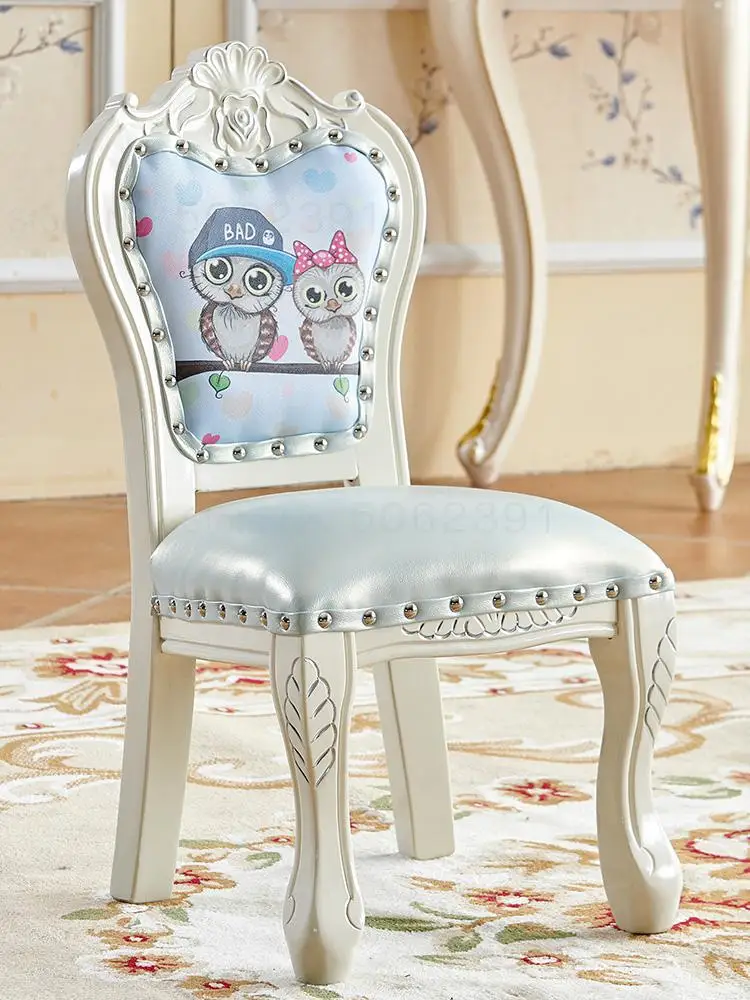 Детское кресло в европейском стиле Маленькое спинка стул из массива дерева для