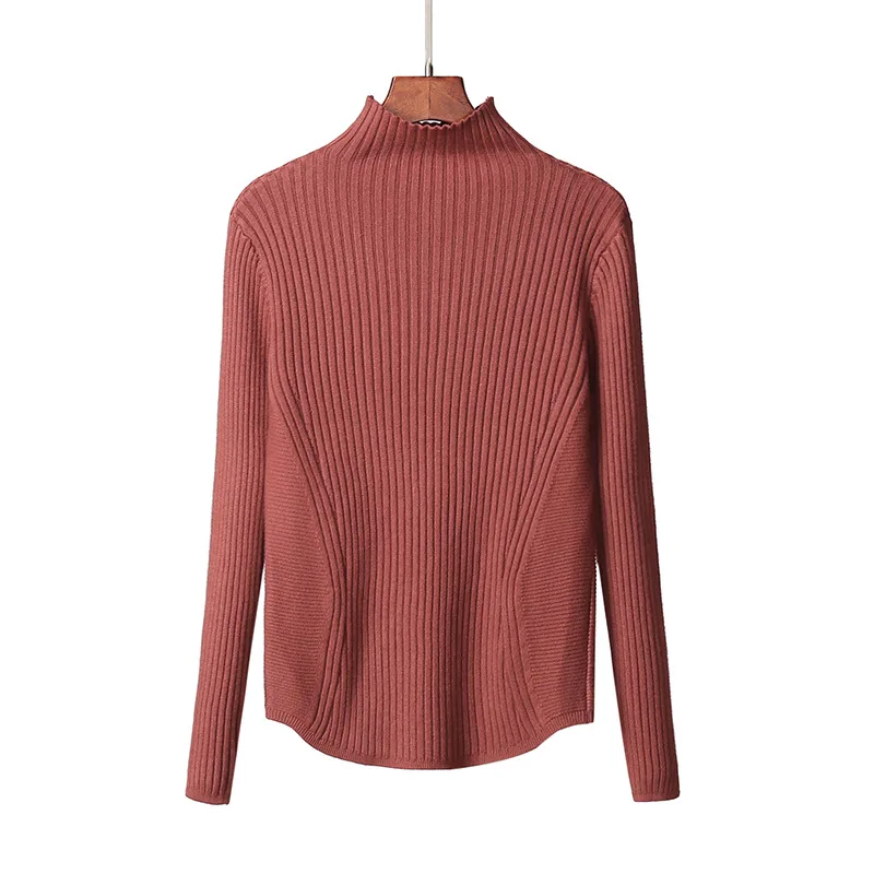 Женский базовый свитер с высоким воротом толстый теплый пуловер длинным рукавом