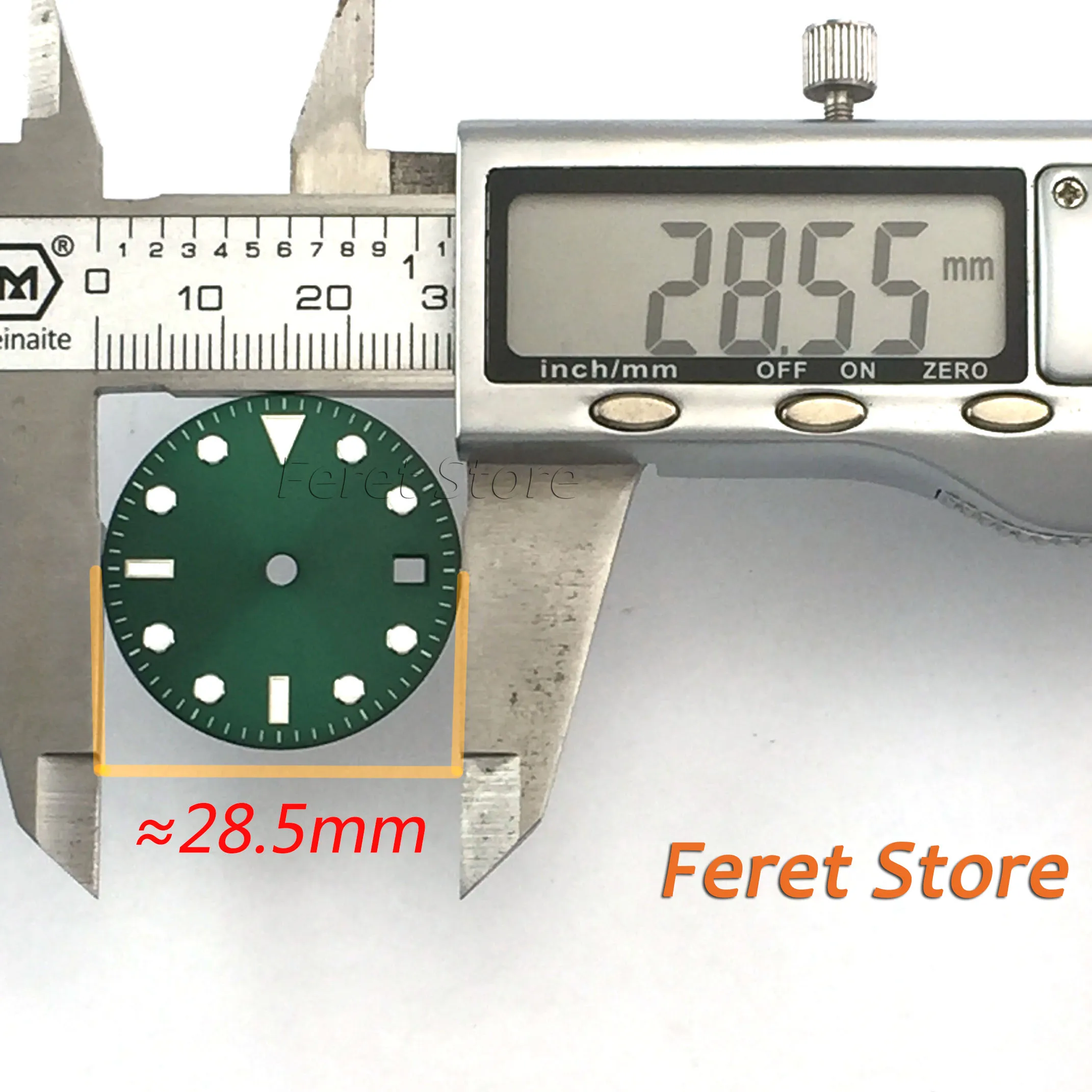 Зеленый циферблат 28 5 мм белый и синий светящийся Miyota 8215 8205 Mingzhu 2813 3804 движение