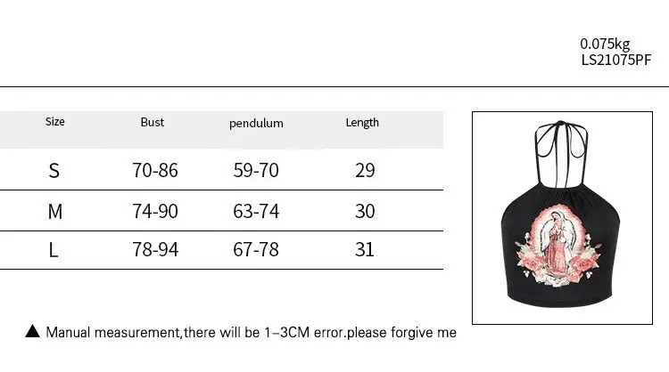 

[You're My Secret] 2021 Summer Goth Halter Neck Vest Aesthetic Backless Dark Vintage Crop Tops Lady Printed Wrapped Chest Top