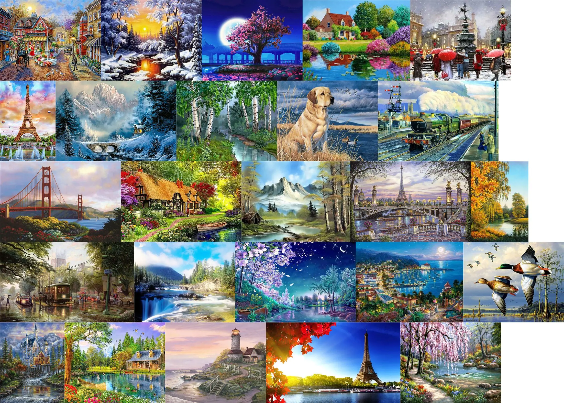 

R17438 landscape train cross stitch kit people 18ct 14ct canvas stitches embroidery DIY handmade needlework