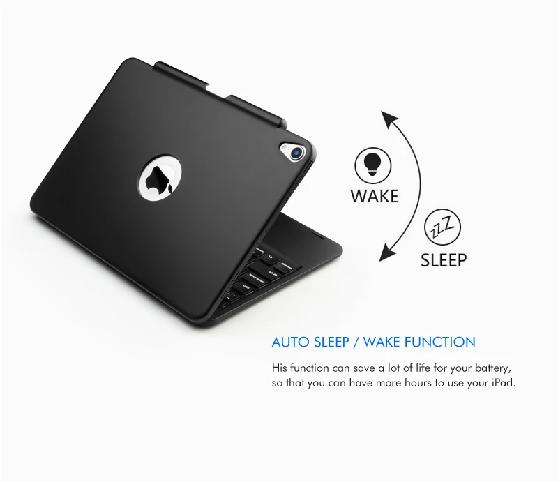 [Новое] Bluetooth клавиатура чехол для Apple iPad Pro 11,", 7-Цвет с подсветкой и жесткий Беспроводной клавиатура с смартфона с держателем для карт