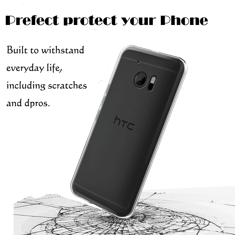 Для htc 10 Lifestyle анти-шок Ультратонкий Мягкий ТПУ чехол из силиконового геля прозрачный чехол на заднюю панель прозрачный мягкий чехол с украшением в виде кристаллов для htc 10