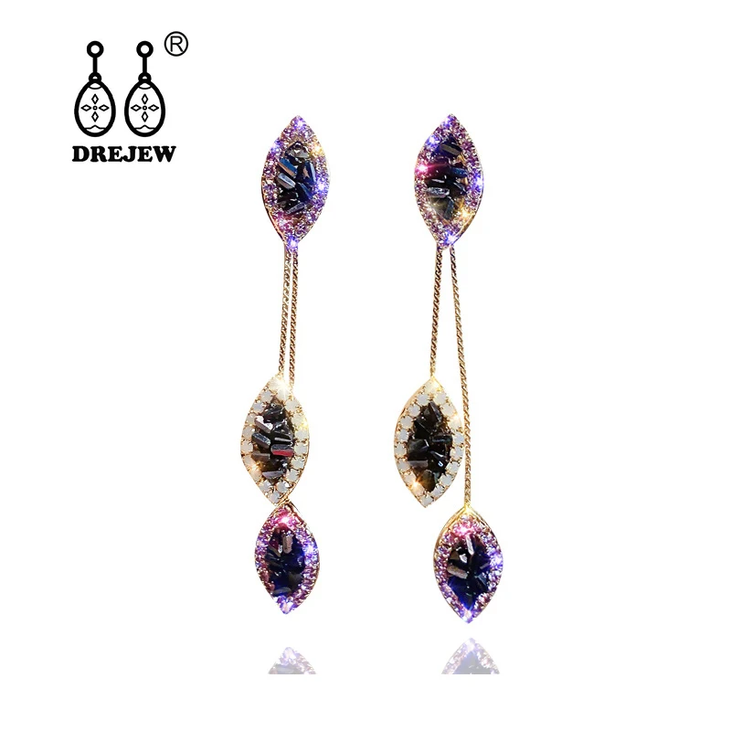 DREJEW винтажные золотые фиолетовый лист серьги капельки для женщин с длинной