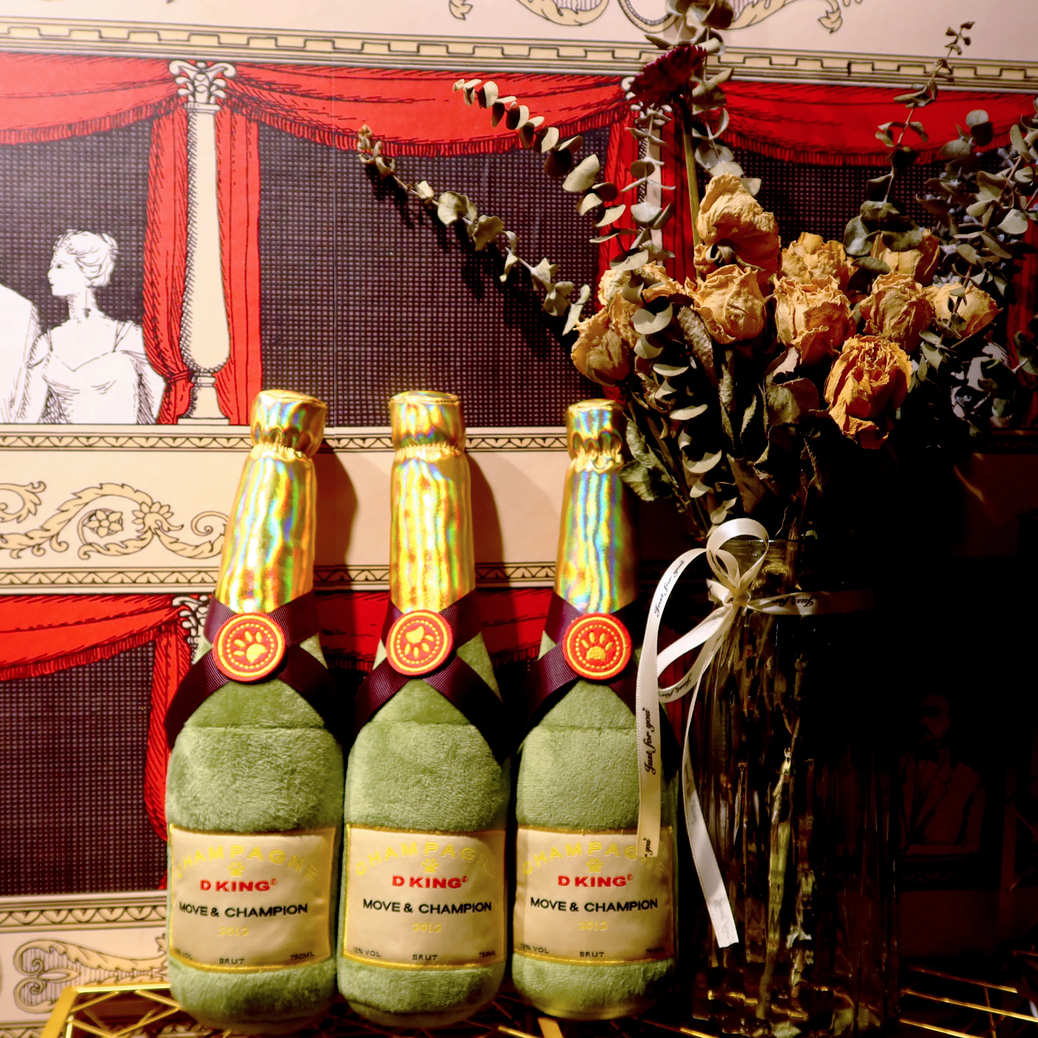 Плюшевые игрушки для собак бокал шампанского ПЭТ писклявые подарок большой