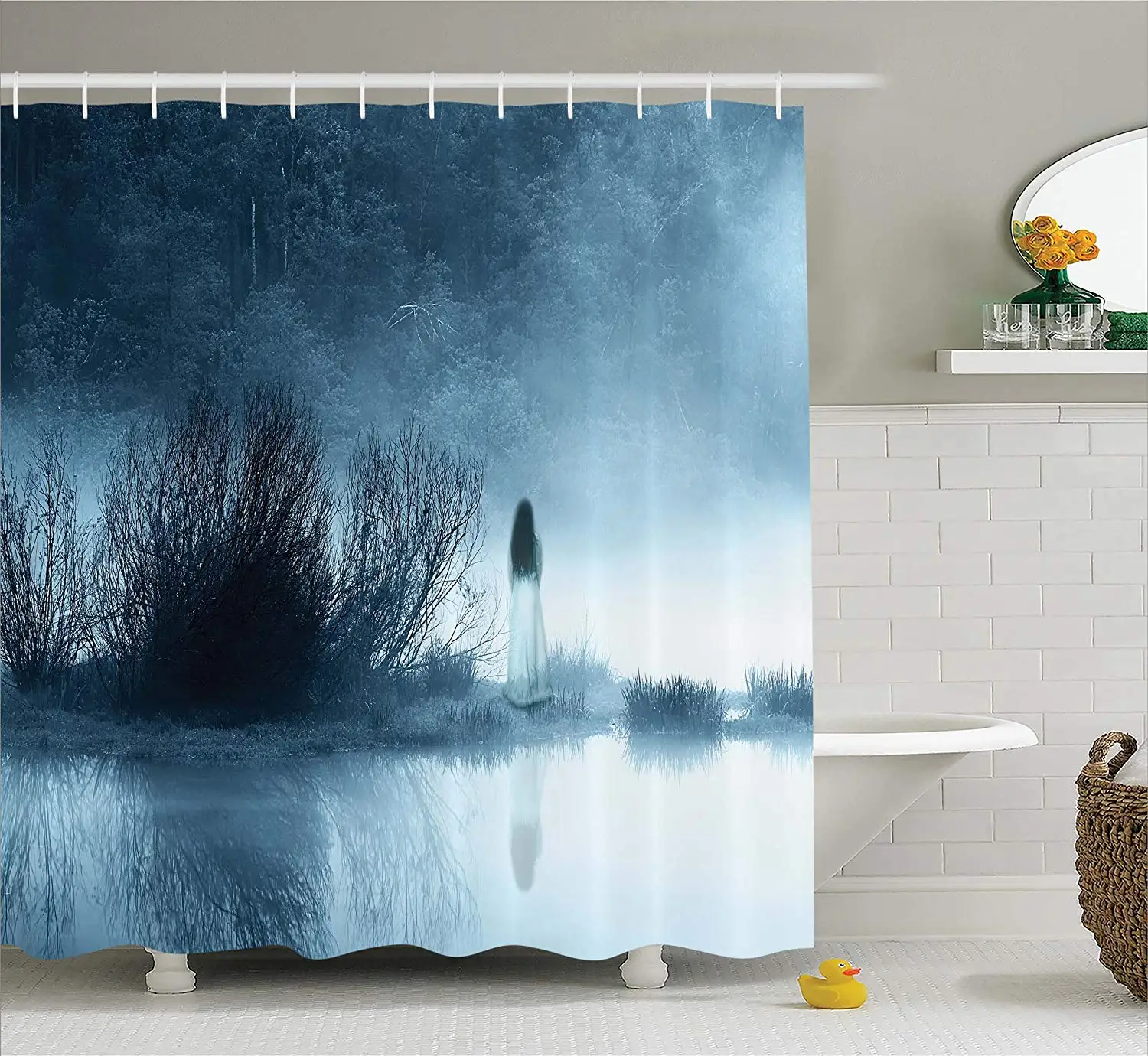 Занавеска для душа Дом ужасов таинственных женщин в туманном лесу | и сад