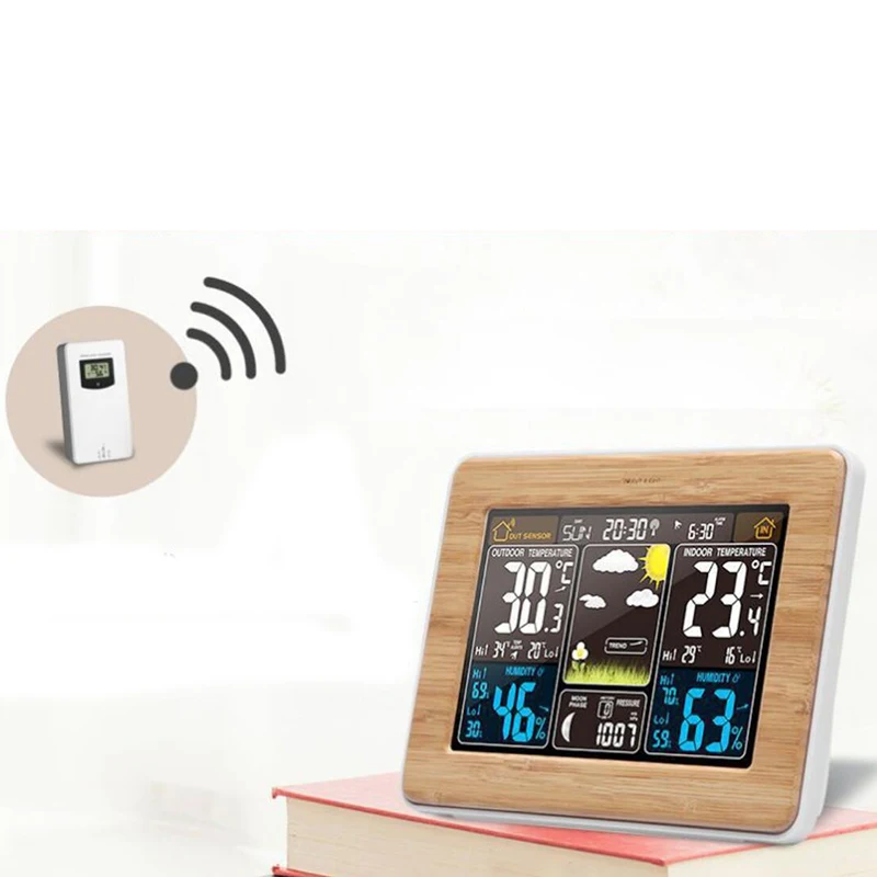 Часы с бамбуковой поверхностью многофункциональные электронные USB-интерфейсом