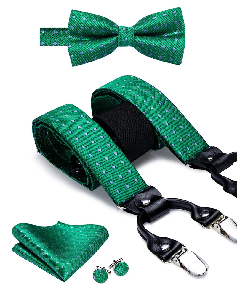BD-3009 BD-3031 Hi-Tie роскошный бренд шелковый Взрослый мужской галстук-бабочка подтяжки синее платье на подтяжках с цветами Кожа Металл 6 зажимы Подвески подтяжки - Цвет: BD-3009