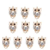 10pcs set fashion charms gift enamels rhinestone owl alloy pendant diy bracelet necklace earrings jewelry accessories