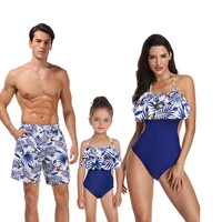 2021 new womens swimsuit one piece ruffled family of four hot swimwear mommy and me clothes matching family outfits