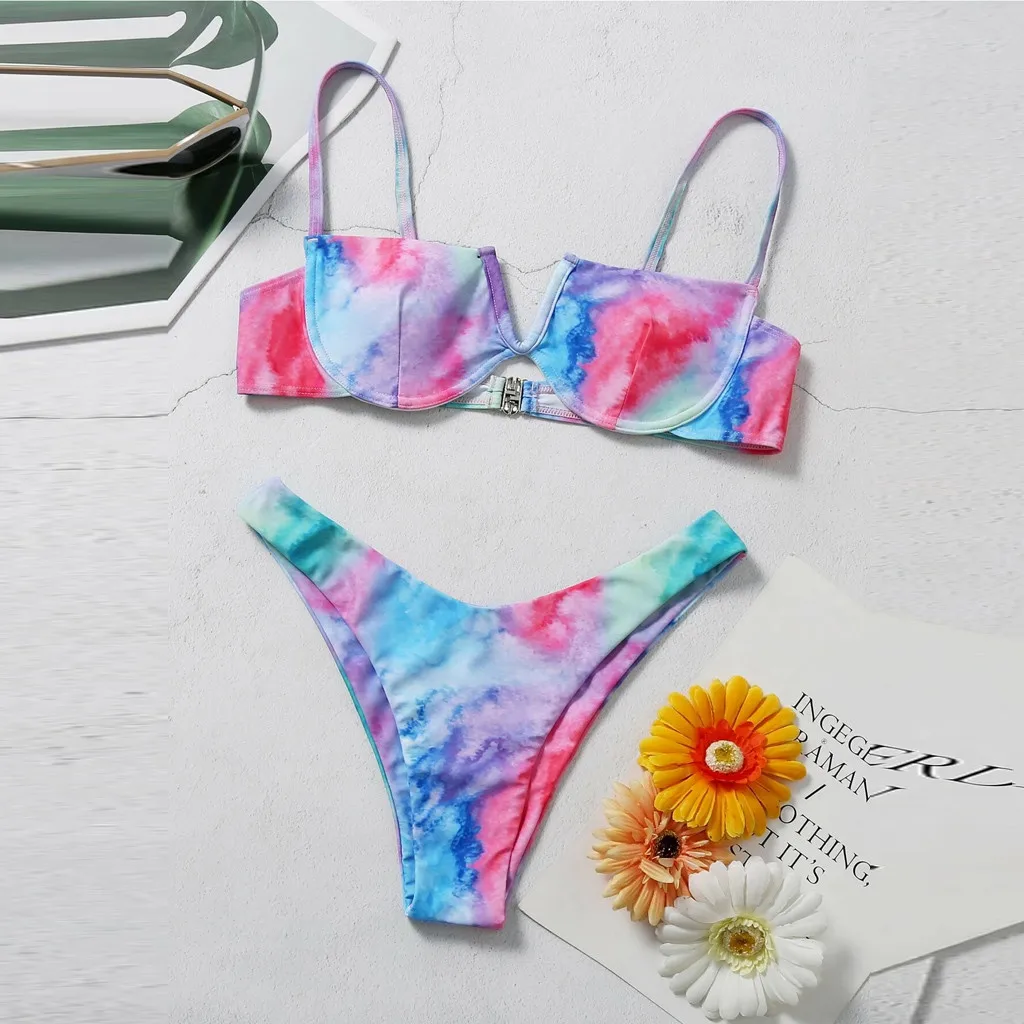 Женский сексуальный бандажный комплект бикини с завязками на шнуровке высоким