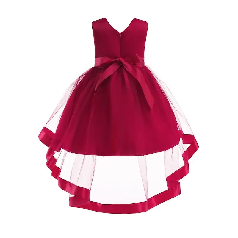 

Vestidos Para Nias Sukienka Dziewczynka Wine Red Mesh Flower Girl Dress Clothes Cinderella Dress Disfraces Nia Stage Costume
