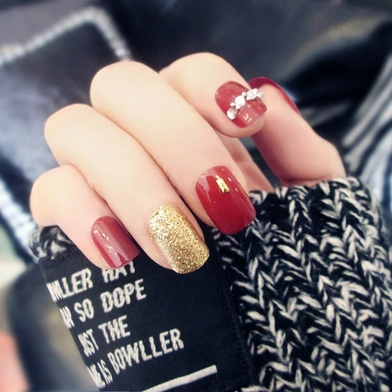 24 шт./компл. поддельные накладные ногти с украшением в виде кристаллов Топы