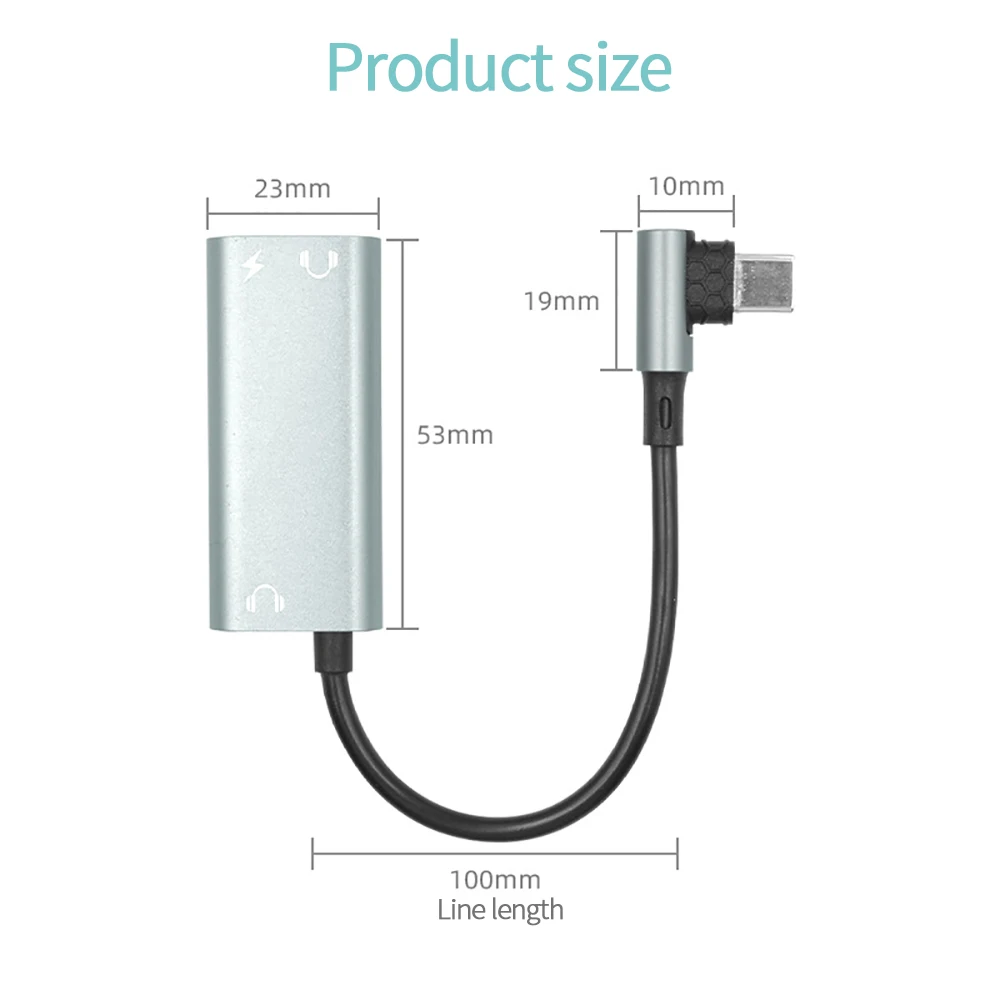 

For Samsung Xiaomi 2020 3 In 1 Type-C + 3.5mm Audio AUX Headset + PD 3.0 Fast Charging Adapter Audio Splitter Jack Charger