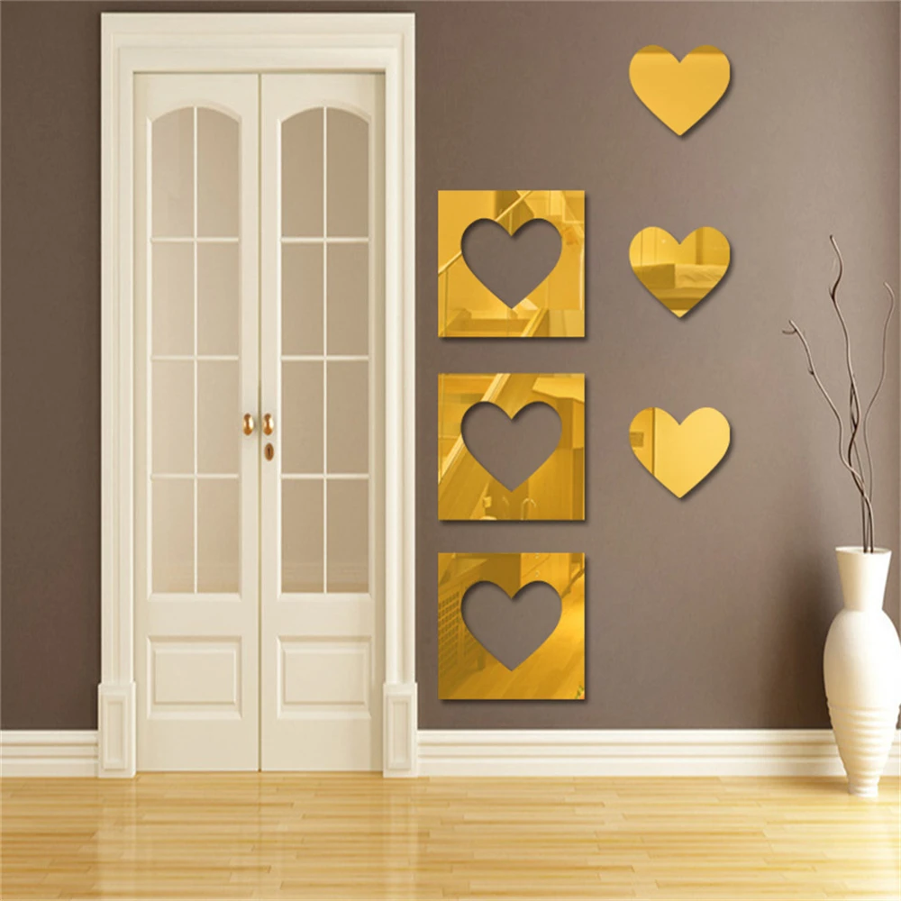 

Durable Love Heart Stickers Wall Sticker Mirror Mural 3D Decal Simple DIY Decorative Removable Paster Home Decor Decoration