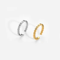 2022 new 14k gold plated stainless steel trendy ringent ring simple geometric inlaid zircon rings jewelry for women girls gift