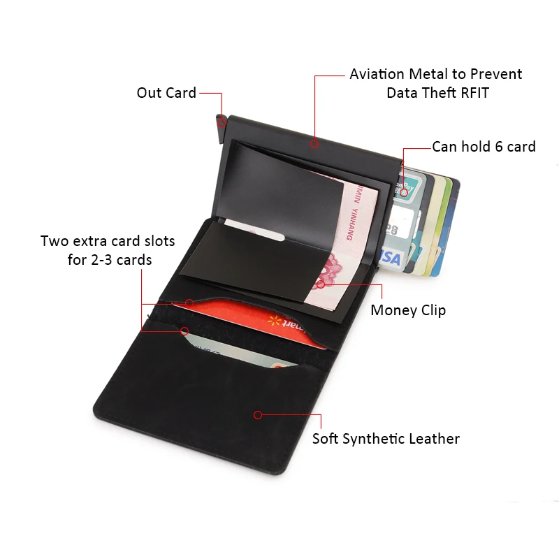 Чехол для карт мини мужской кошелек Тонкий монет винтажный ID кредитный держатель