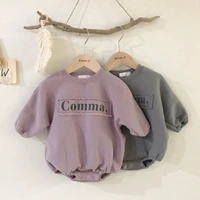 new 2021 baby girls boys bodysuits baby simple embroidery loose package fart creeper sweater spring autumn baby bodysuit