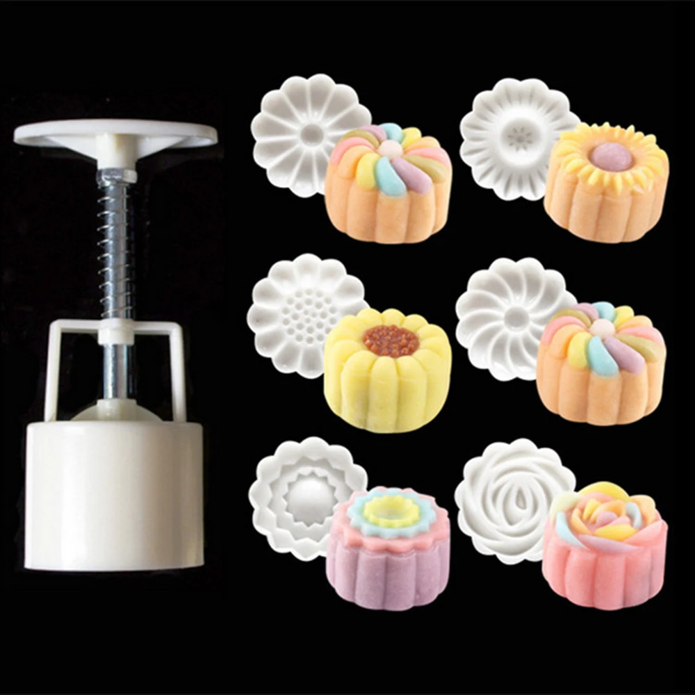 6 Стиль 50 г цветок Форма для лунных пряников DIY ручное давление помадка форма для выпечки луна печенье для разрезания инструмент для выпечки TSLM1
